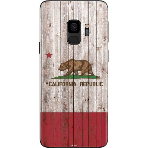 California Flag Dark Wood Galaxy S9 Skin